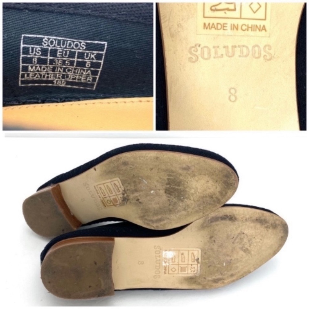 Soludos Venetian Soft Leather Convertible Flat Loafers in Black Size 8 - Picture 12 of 13